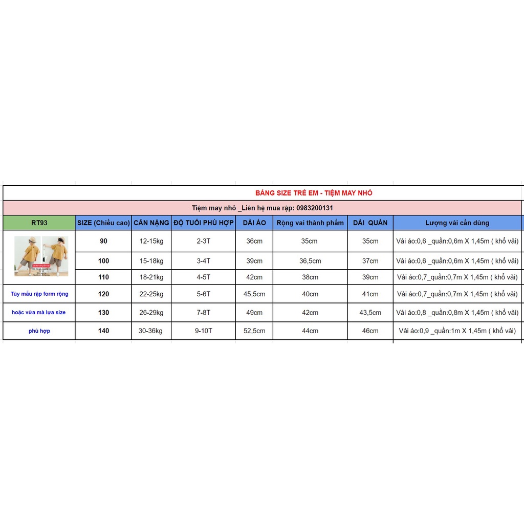 RT93_Rập giấy may set đồ bé trai