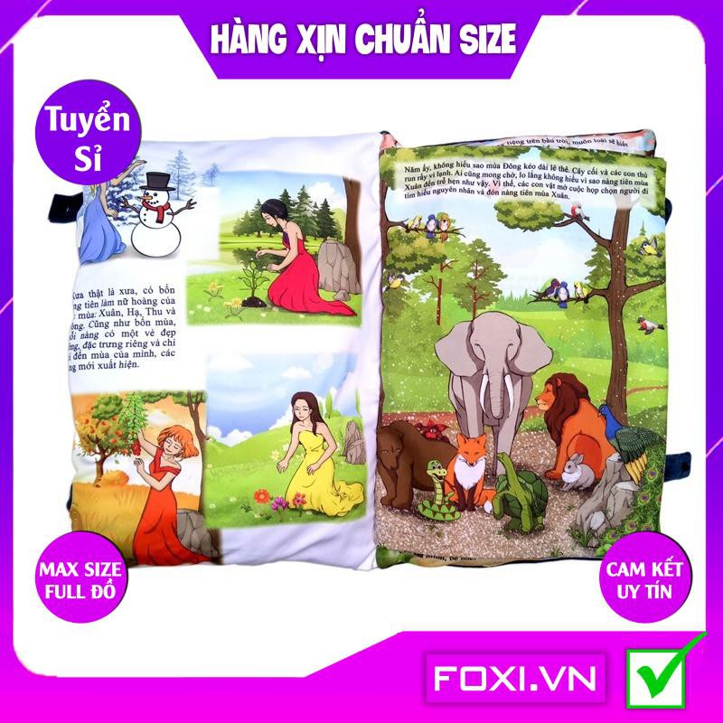 Gối sách vải 4 chủ đề truyện thiếu nhi cực hay kể truyện cho bé trước khi ngủ-an toàn-dễ vệ sinh-Đồ chơi giáo dục cho bé