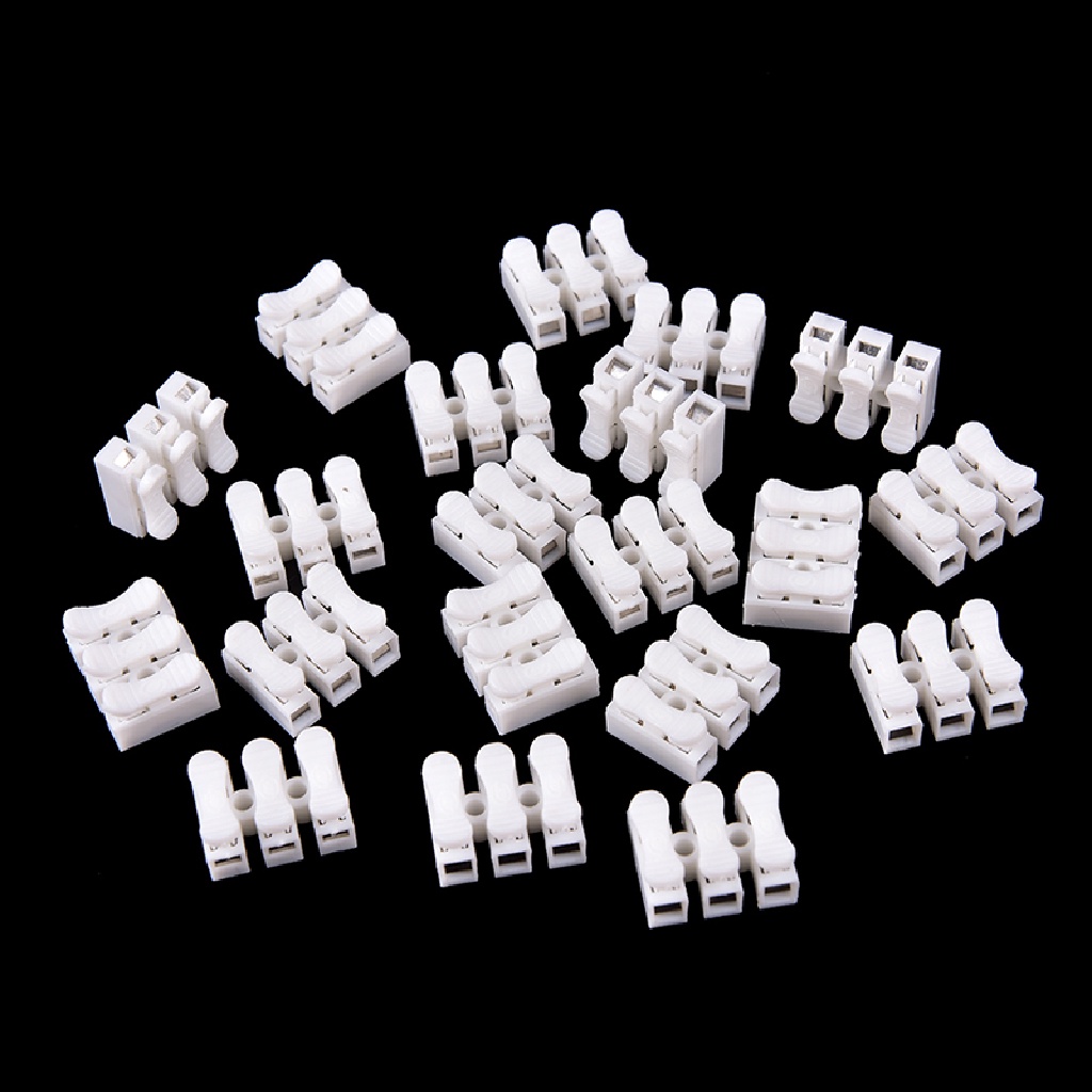 Set 20 Đầu Nối Dây Cáp mini Tự Khóa 3 Pin Màu Trắng Nhanh Chóng Tiện Lợi