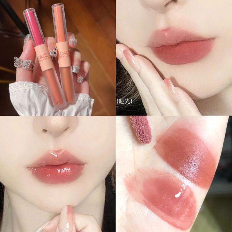 Son kem lì , Son Bóng Nội Địa Trung CACE HERORANGE Son lì Son Kem Son Môi 2 Đầu Màu Hạt Dẻ Siêu Xinh Hàng Nội Địa Trung