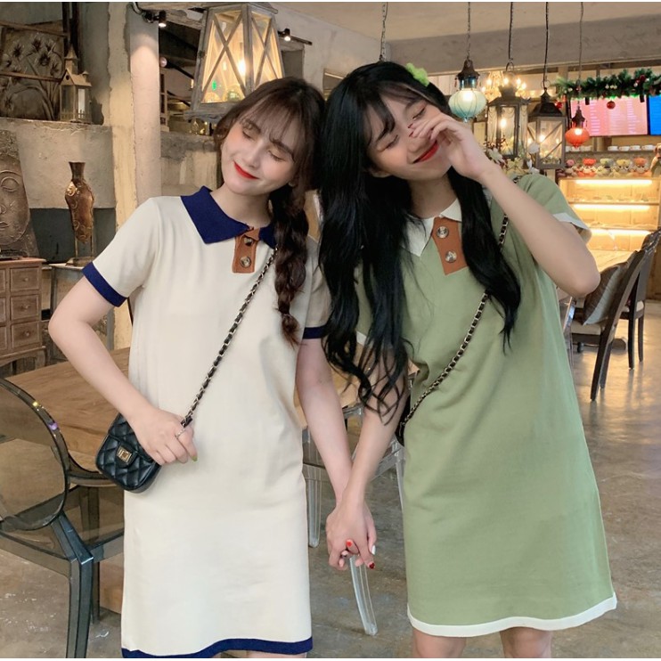 Đầm Len Dệt Kim Cổ Polo