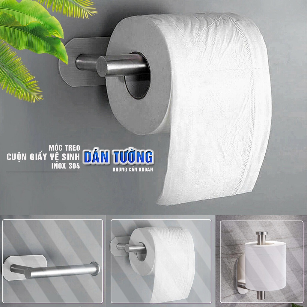 Thanh treo móc đồ giấy vệ sinh, khăn giấy inox 304 dùng miếng dính 3m  không cần khoan Minh House