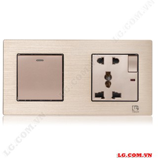 Ổ cắm gắn điện Công tắc LG tech Modules mặt kim loại Gold LG-LH-00G - Hàng chính hãng