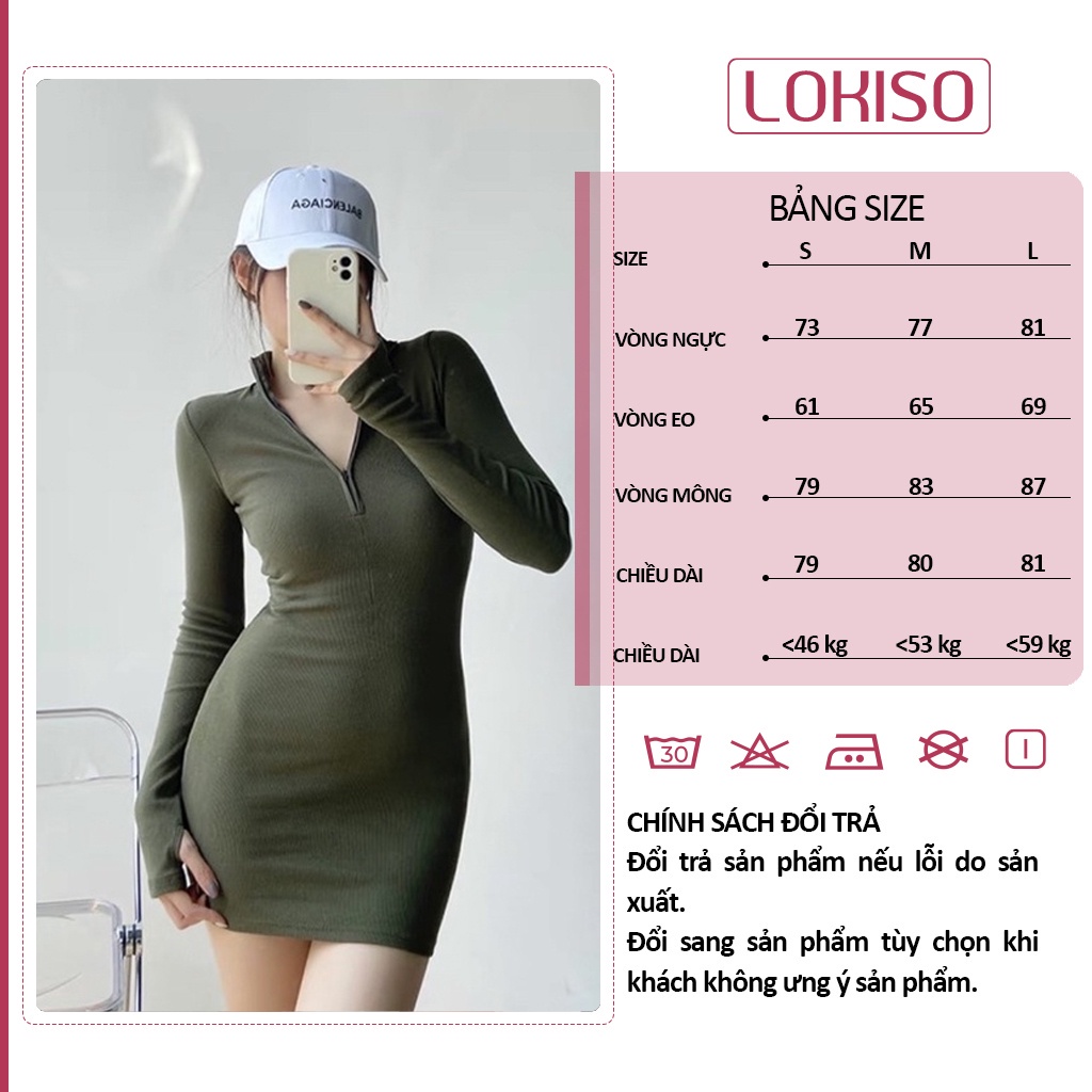 Đầm nữ ôm body sexy tay dài LOKISO VD08