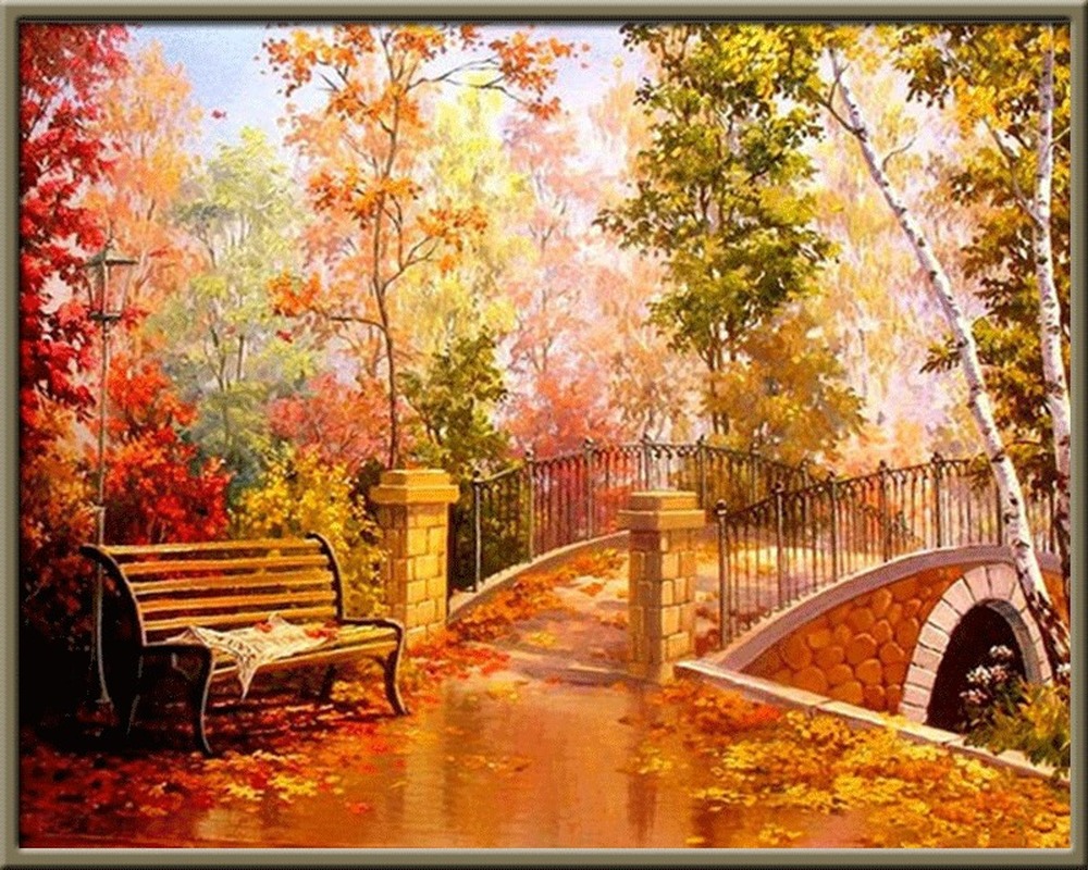 Bộ Tranh Đính Đá 5D Họa Tiết Phong Cảnh Độc Đáo DIY 40x30cm