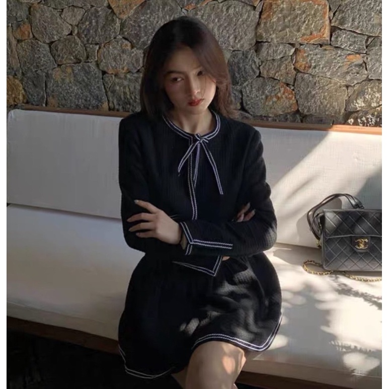 SET ÁO DẠ CHẠY VIỀN KÈM ÁO TRẮNG CV ĐEN ✨