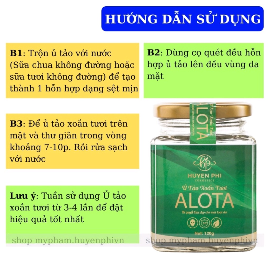 [chính hãng] Ủ Tảo Xoắn Tươi Alota Huyền Phi - 100% Tảo Tươi, cấp ẩm, dưỡng trắng phục hồi da, giảm thâm nám tàn nhang