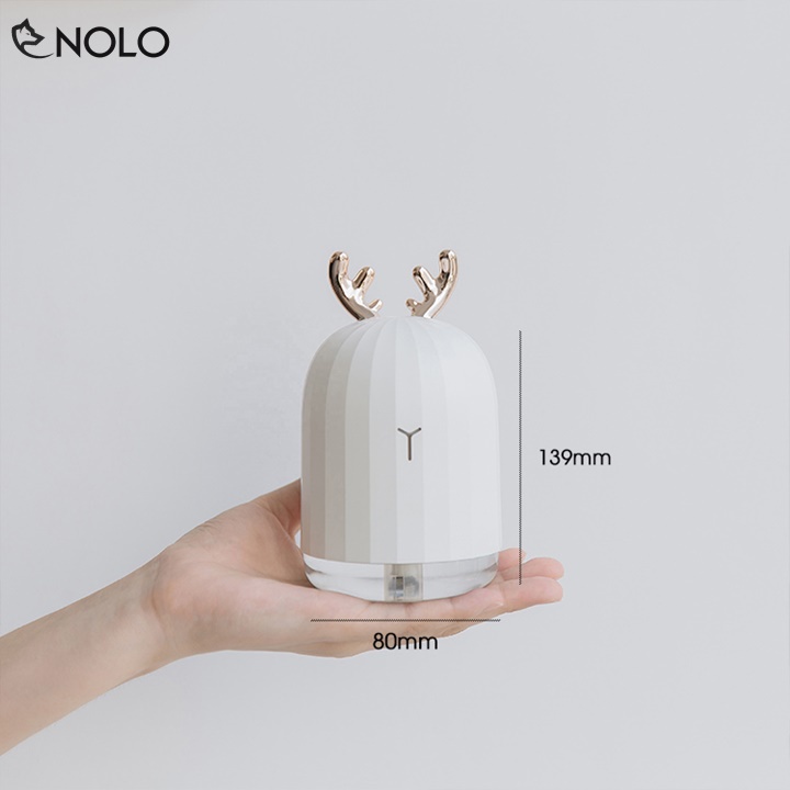 Máy Phun Sương Tinh Dầu Model 318 Kiểu Dáng Sừng Tuần Lộc Có Đèn Led Dùng Nguồn 5V USB Dung Tích 220ml