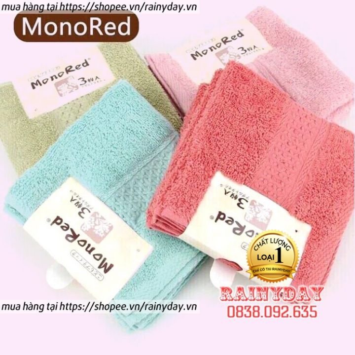 Set 3 khăn mặt monored nhật cotton siêu mềm mịn cho em bé trẻ con lau rửa cho vuông cao cấp