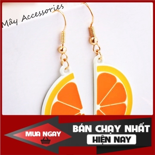Bông tai trái cây nhiệt đới, thiết kế lát trái cây cam, chanh kiểu khuyên tai Hàn Quốc [Mây Collections - mùa hè rực rỡ]