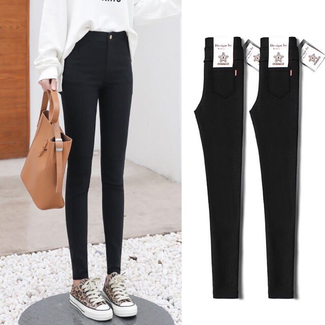 Quần Legging nữ/Skinny nữ cạp cao có khoá co giãn tốt