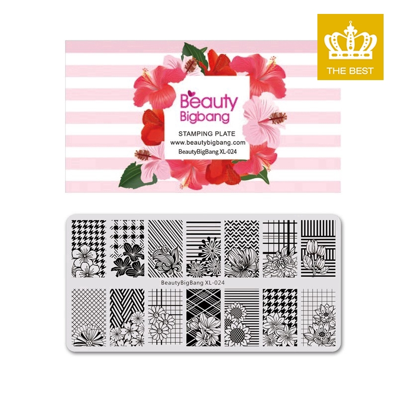 [Hàng mới về] Khuôn trang trí móng tay nghệ thuật họa tiết hình học và hoa 6 * 12cm