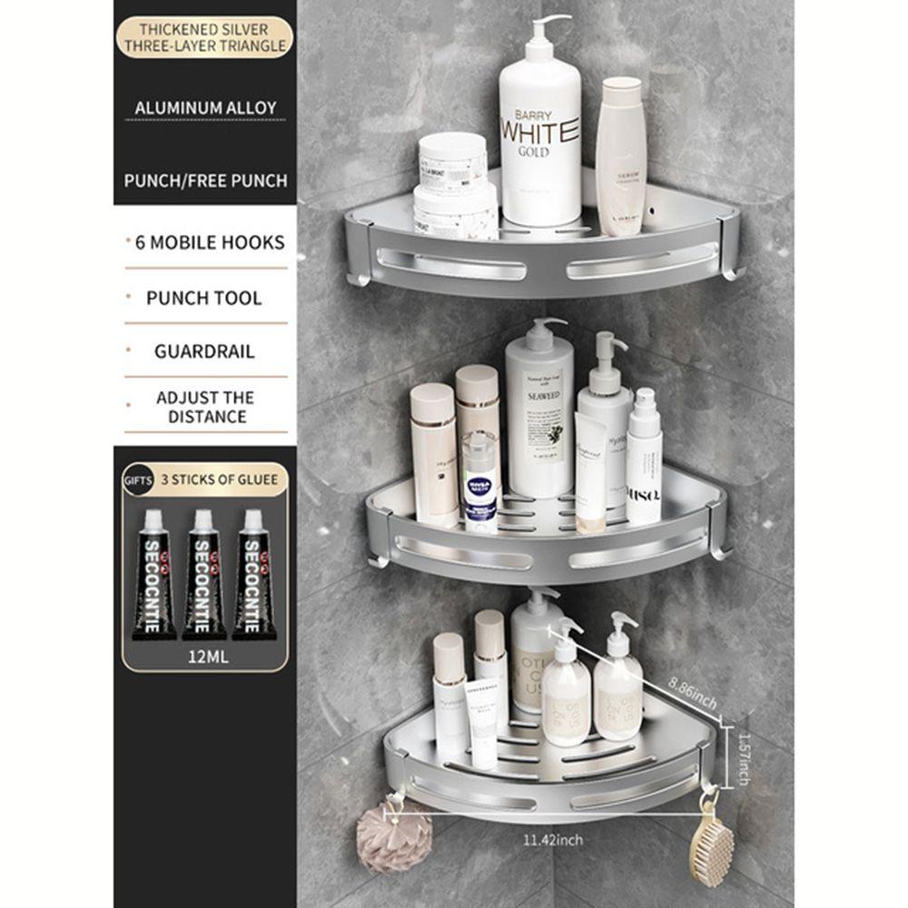 LONTIME Set 2 Kệ Đựng Đồ Hình Tam Giác Chống Trượt Có Thể Điều Chỉnh Độ Cao Tiện Lợi Dành Cho Nhà Tắm