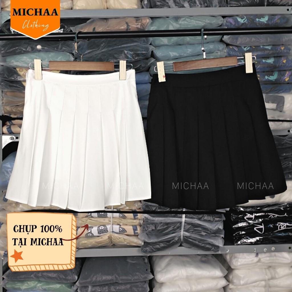 Chân Váy XẾP LY TENNIS Nữ Ngắn Dáng Xòe Lưng Cạp Cao Chữ A Có Lót Trong - MICHAA