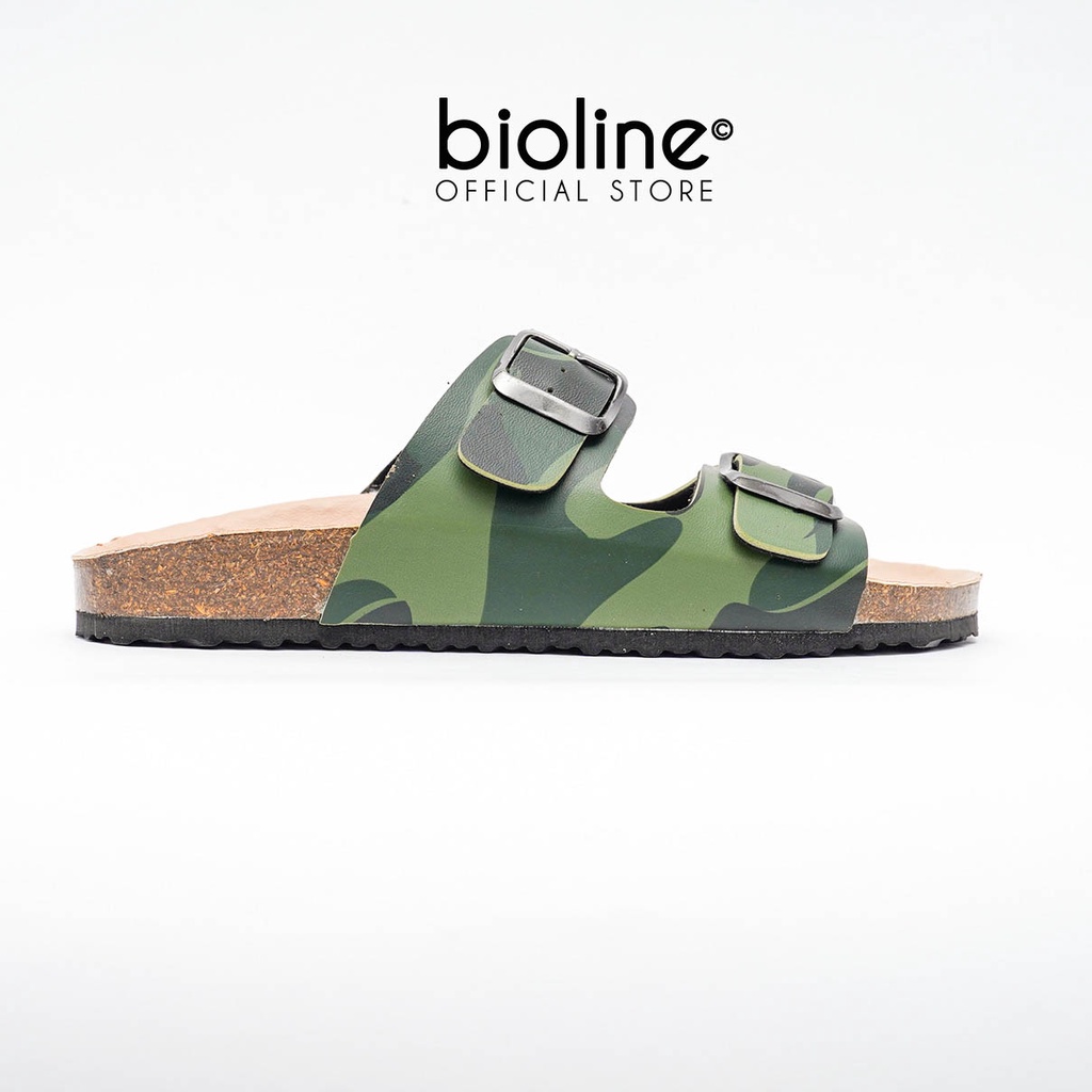 R01-Dép đế  trấu ARMY BIRKEN da PU chống nước cao cấp màu rằn ri quân đội, dép quai ngang 2 khóa,  chính hãng BIOLINE