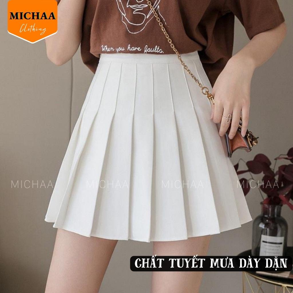 Chân Váy XẾP LY TENNIS Nữ Ngắn Dáng Xòe Lưng Cạp Cao Chữ A Có Lót Trong - MICHAA