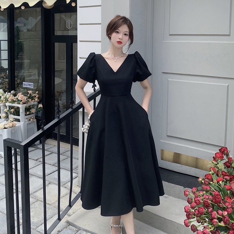 Đầm maxi cổ V Big size dành cho khách ngoại cỡ có túi từ 60-90 ký