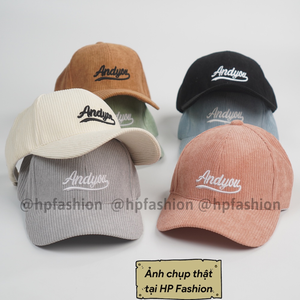 Mũ lưỡi trai ❤️ Nón kết thêu hình chữ Andyou chất nhung tăm cao cấp form unisex nam nữ N53 - Happy Style