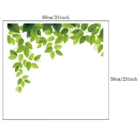 Decal trang trí dán kính cao cấp Chùm Lá Xanh