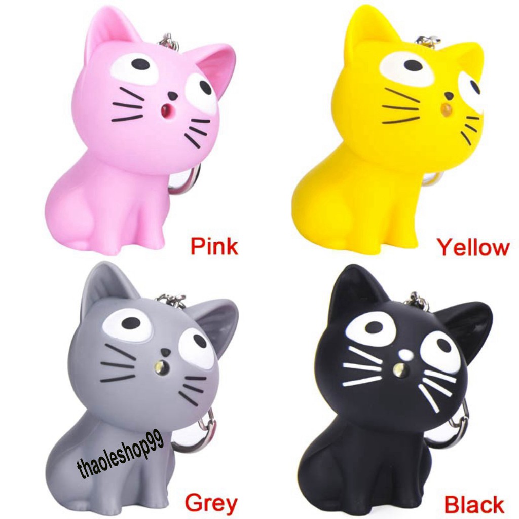 Móc Khóa Đèn Led Hình Mèo Có Đèn Led Phát Sáng,có âm thanh-Móc khóa hình mèo phát ra âm thanh và ánh sáng