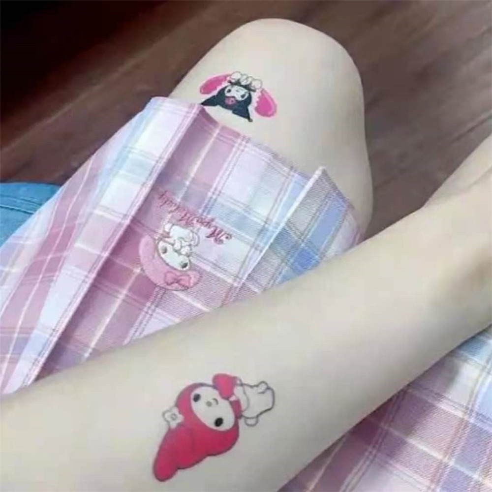 Bộ 25 Hình Xăm Dán Tạm Thời Chống Nước Lâu Trôi Hình Mèo Hồng Kulomi Merlot Cinnamoroll Nhiều Màu Sắc Cho Trẻ Em