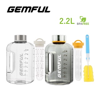 Bình nước uống Gemful cỡ lớn dung tích lớn 2.2L có vạch đánh dấu thời gian không chứa BPA