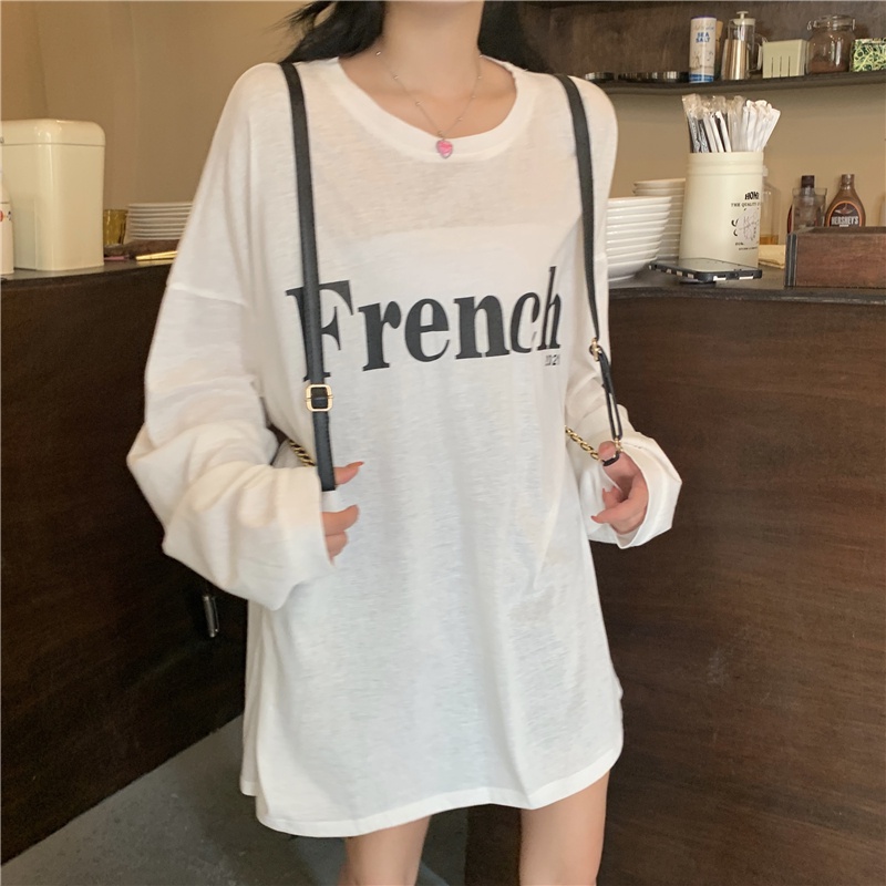 Áo Thun Tay Dài Form Rộng Kiểu Dáng Đơn Giản Theo Phong Cách Hàn Quốc Dễ Phối Đồ