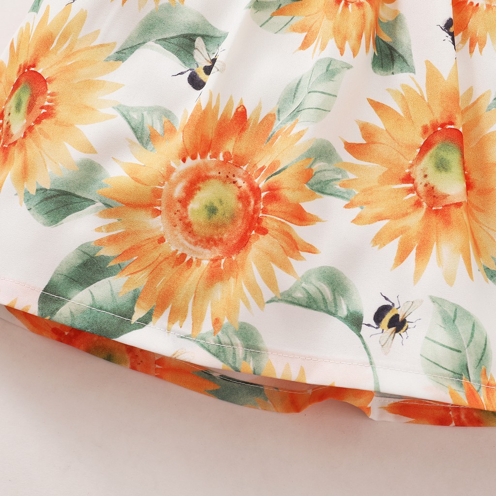 Set đầm + băng đô Mikrdoo vải cotton in hoa phong cách mùa hè xinh xắn dành cho bé gái