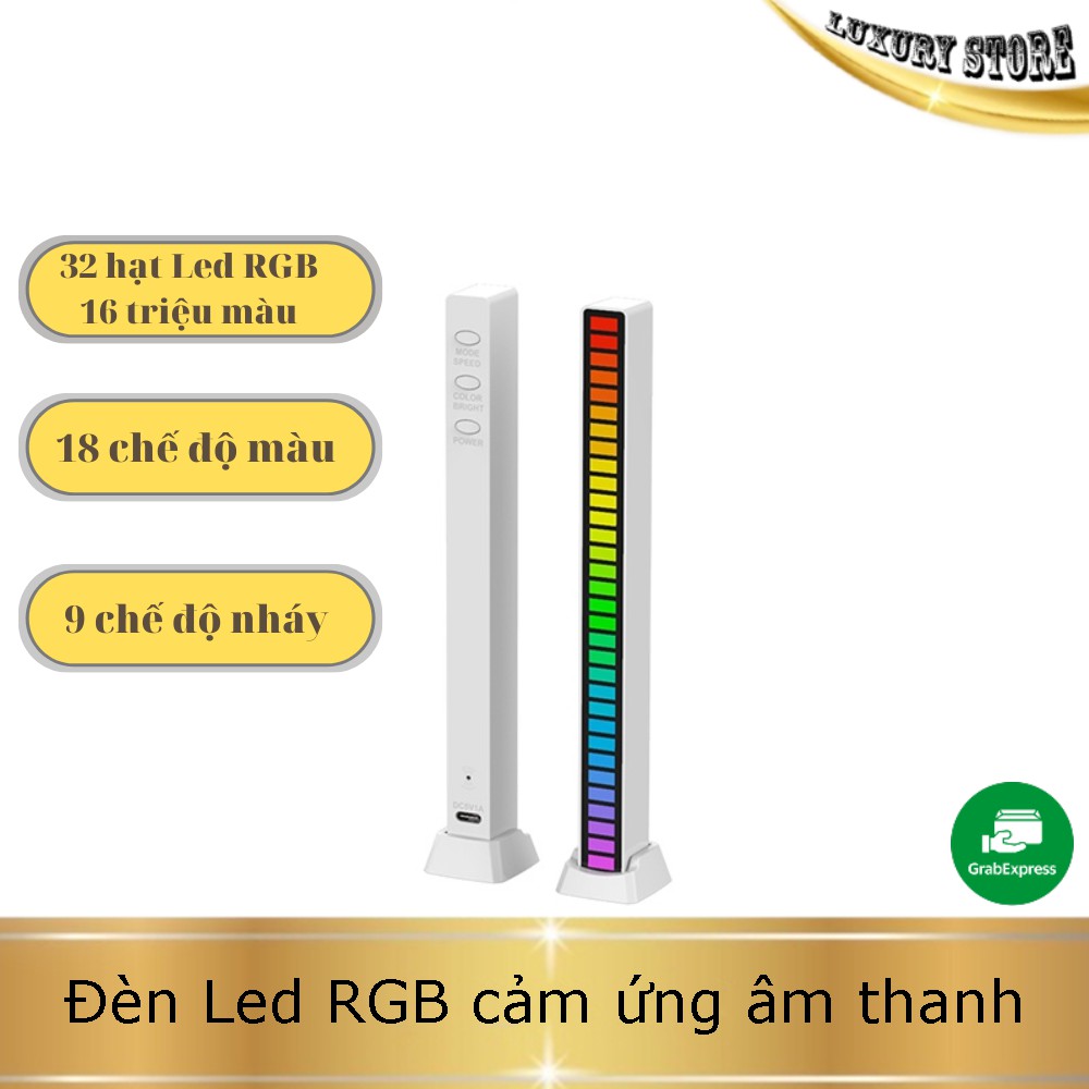 Đèn Led RGB cảm ứng âm thanh, chạy theo nhạc, 32 hạt Led 16 triệu màu không App