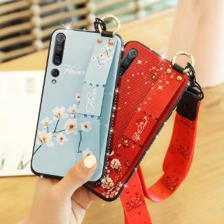Ốp điện thoại Tpu mềm in hoa đính đá đẹp mắt kèm dây đeo cho Xiaomi Redmi K30 K20 Pro 8 8A 7 7A Redmi Note 8 8T 7 Pro