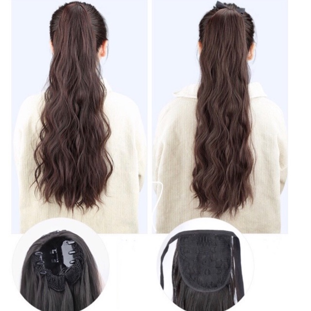 ❤️HÀNG BÁN CHẠY❤️ TÓC GIẢ CỘT/ BUỘC SÓNG XÙ CAO CẤP 55-60CM SIÊU DÀY CÓ DÂY CỘT VÀ CÀI