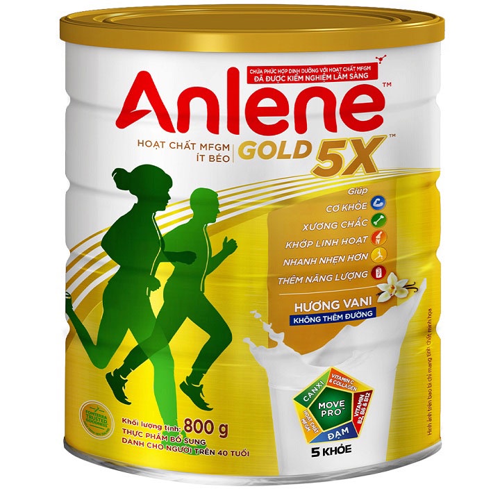 Sữa bột Anlene Gold 5X hương vani lon 800g lon