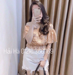 Áo ren trễ vai peplum