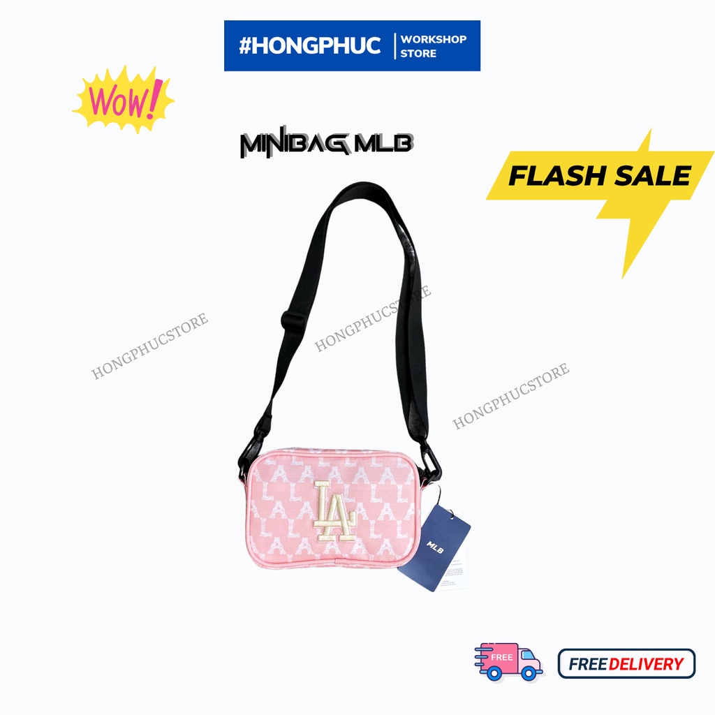 Túi đeo chéo nữ B214 MLB LA MONOGRAM CROSSBODY BAG PINK