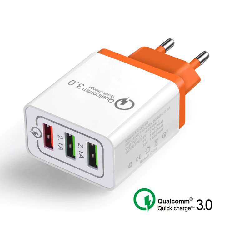 Củ sạc nhanh QC 3.0 - 3 cổng cắm USB => Shop HTM2000
