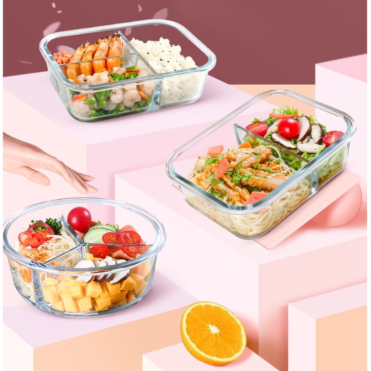 Hộp đựng thực phẩm, thức ăn - Hộp cơm thủy tinh chia ngăn tự chọn ! | BigBuy360 - bigbuy360.vn
