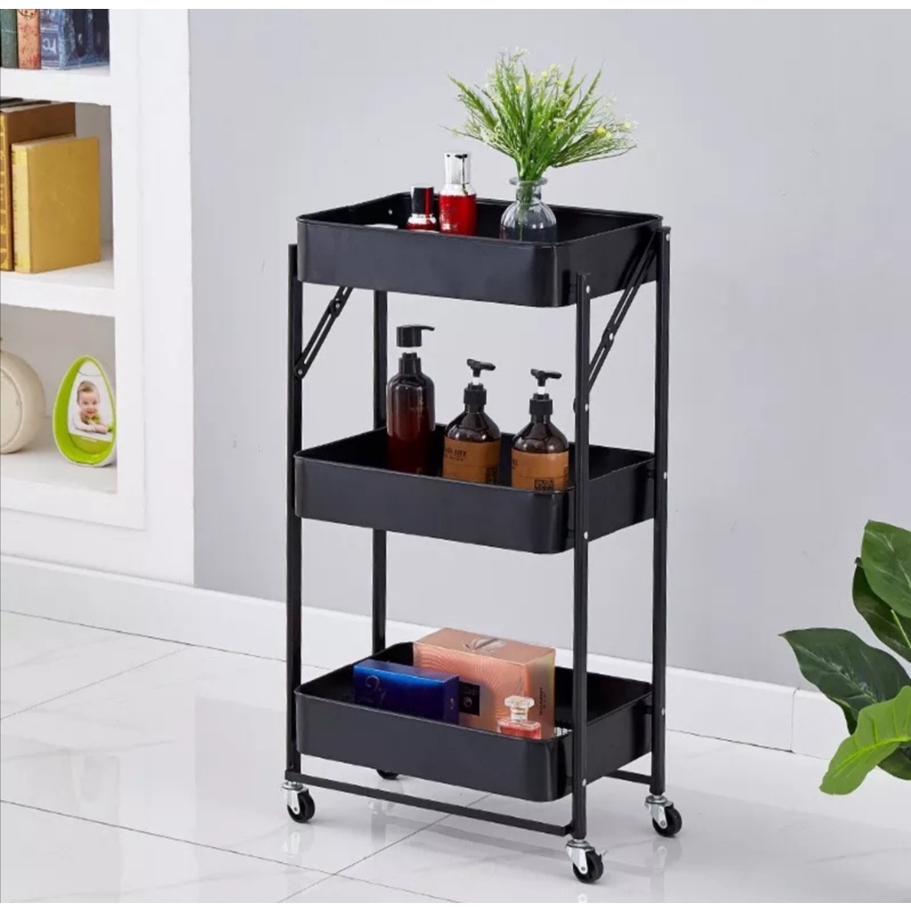 Kệ đựng đồ, kệ spa 3 tầng có bánh xe khóa mở. Kích thước: 77x45x30cm. Sắt sơn tĩnh điện