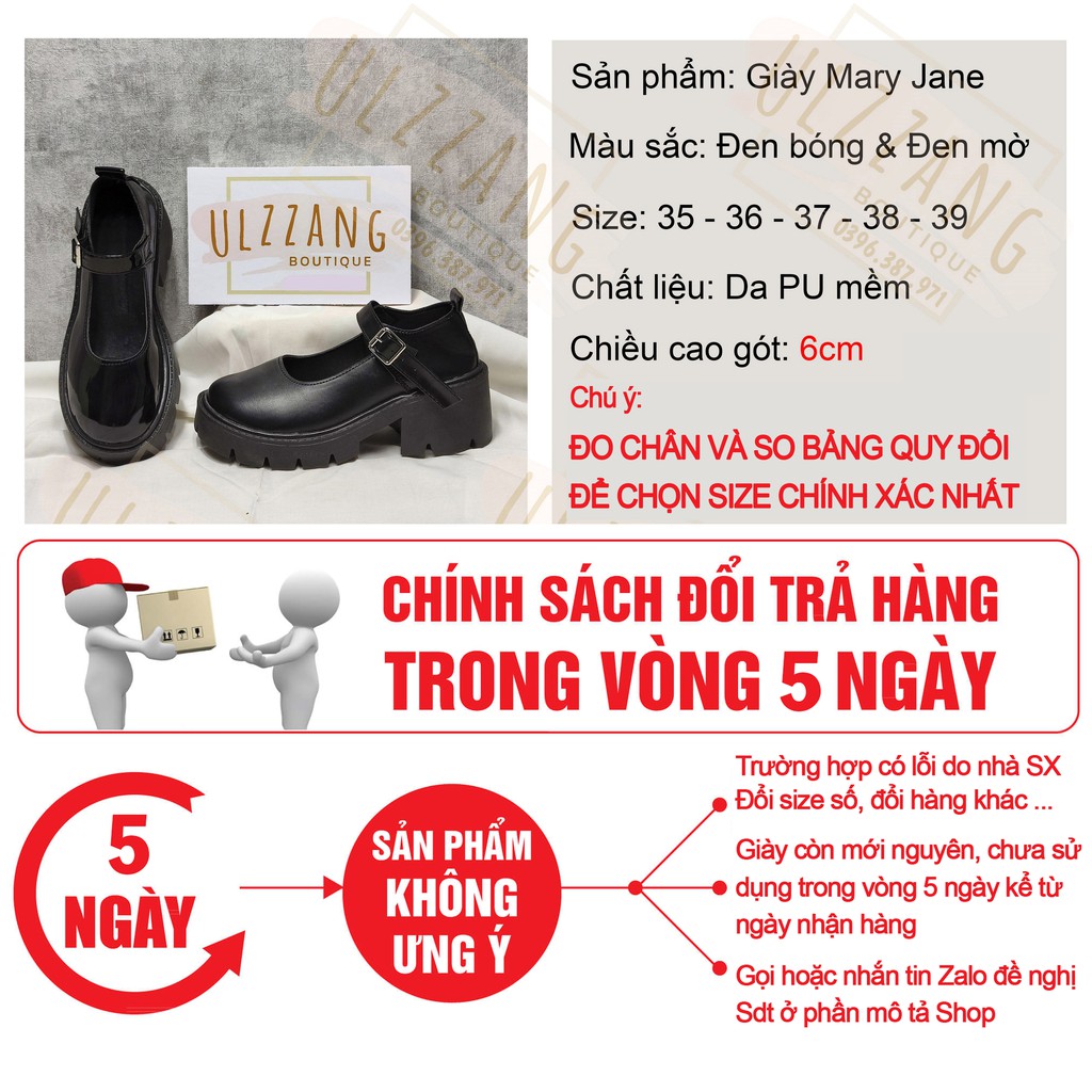 Giày Lolita đế cao Mary Jane style Ulzzang Hàn Quốc quai ngang 6cm