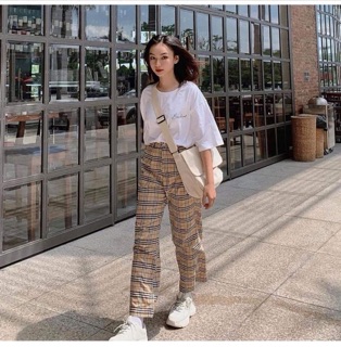 Túi đeo chéo Canvas đen - be (ảnh thật)