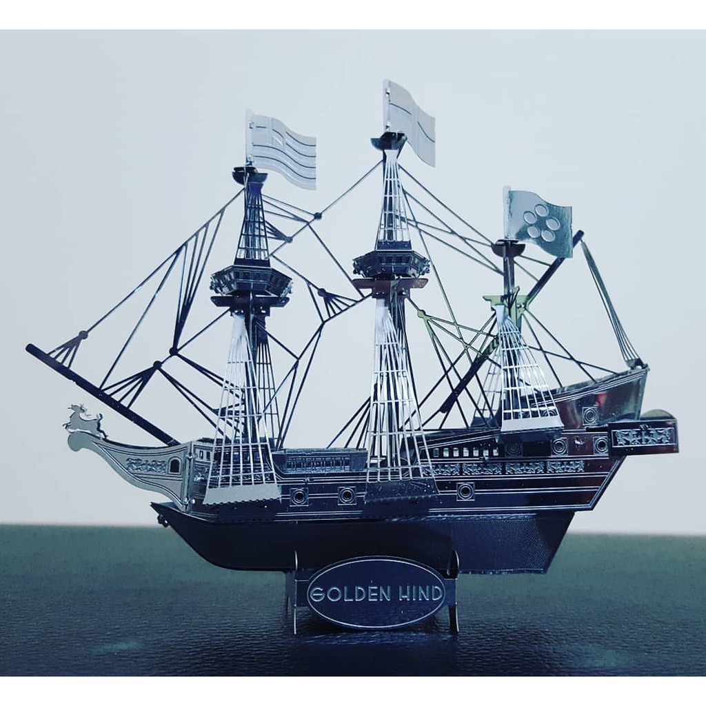 Mô hình 3D kim loại lắp ráp Tàu Golden Hind Bạc [ Chưa lắp ]