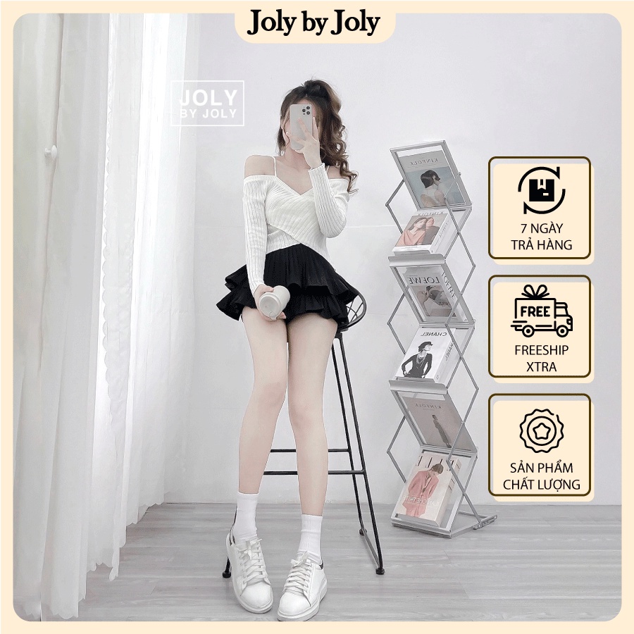 Áo Len Hai Dây JOLY BY JOLY Trễ Vai Vạt Chéo Nâng Tầm Vóc Cho Phái Nữ