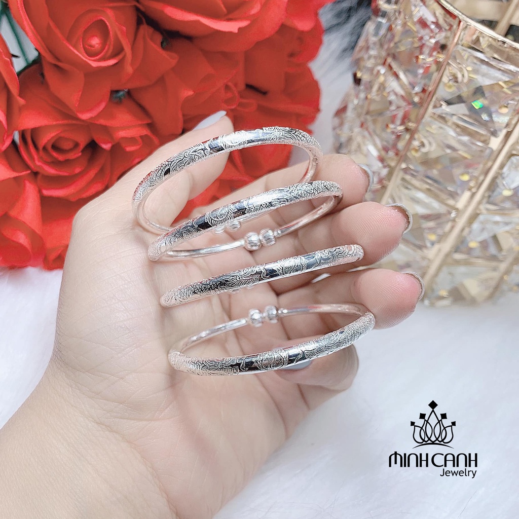 Kiềng Bạc Chạm Rồng Khắc Tên Cho Bé Yêu Minh Canh Jewelry