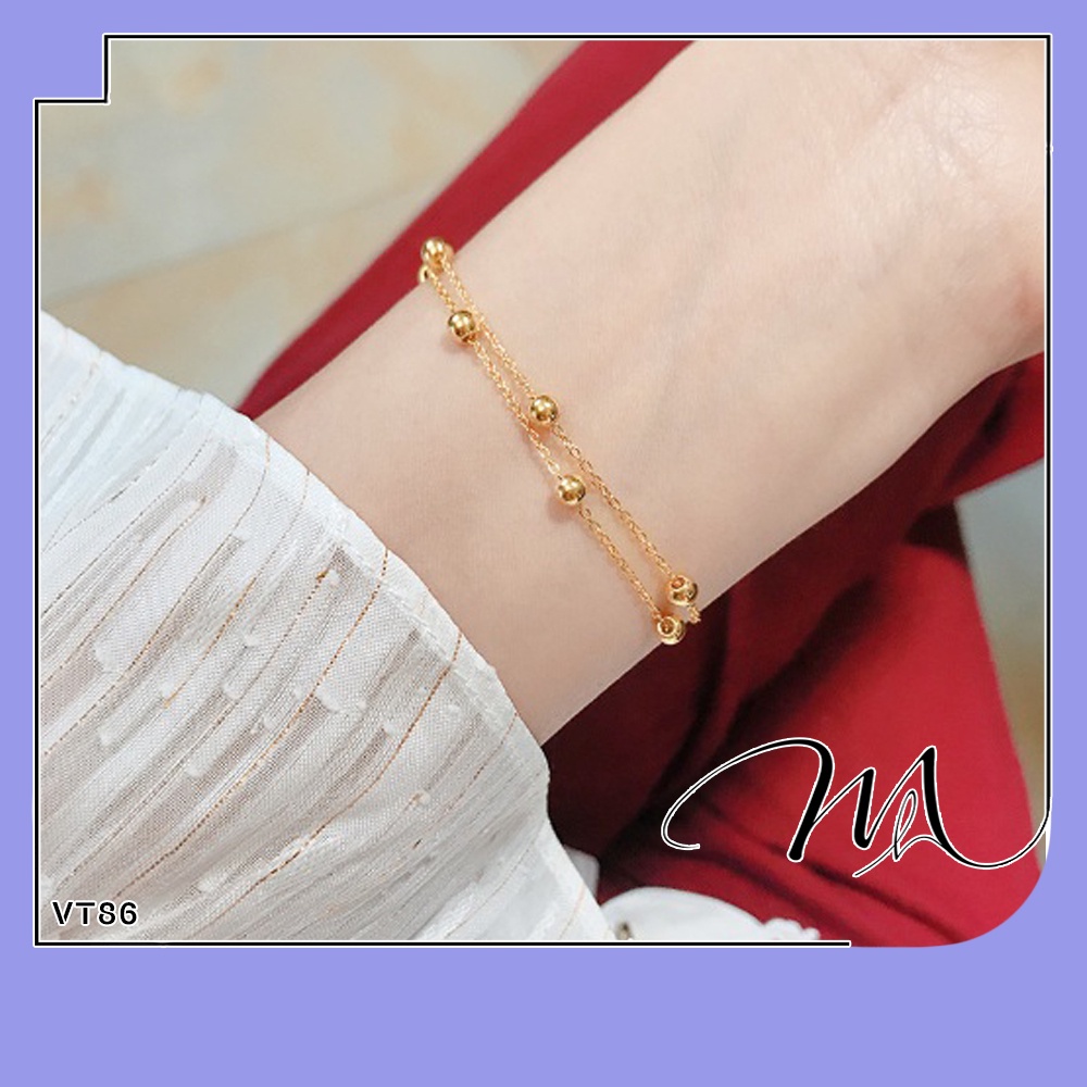 Lắc tay nữ Titan dây bi đôi đơn giản dễ thương - Măng’s House VT86