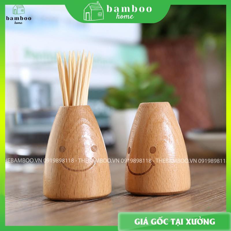 Lọ đựng tăm THE BAMBOO hũ đựng tăm bằng gỗ trang trí bàn ăn