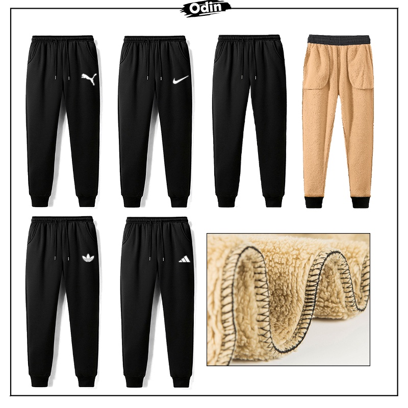 Quần nỉ lót lông cừu, quần jogger nỉ lông nam nữ cao cấp, vải trơn không xù giữ ấm mùa đông