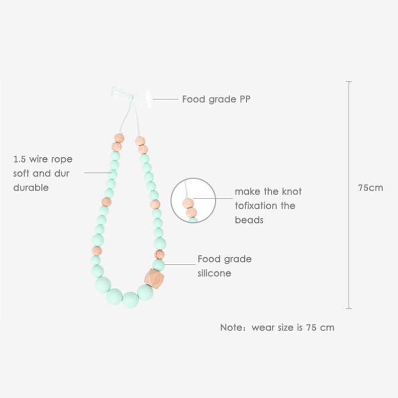 Vòng Cổ Chuỗi Hạt Dài Bằng Silicone Cấp Thực Phẩm Dành Cho Bé Mọc Răng