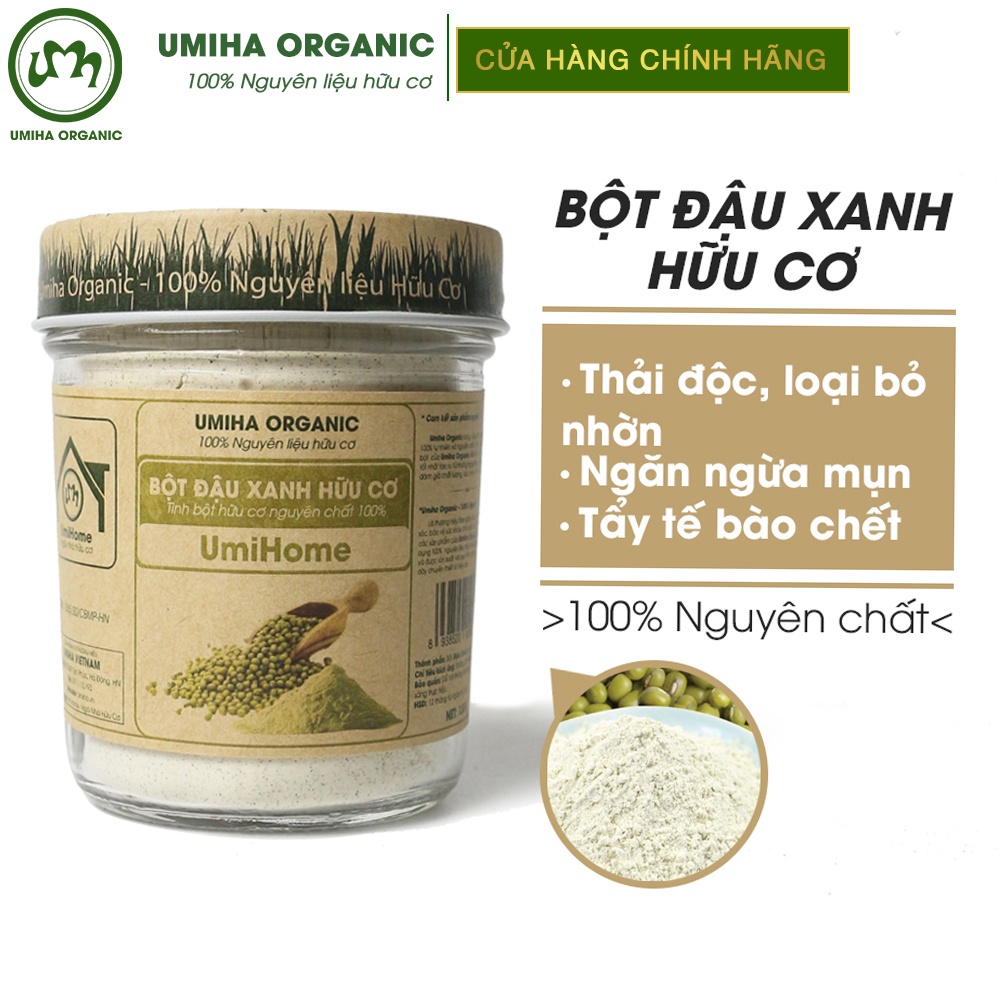 Bột Đậu Xanh đắp mặt nạ hữu cơ UMIHOME nguyên chất | Green bean powder 100% Organic 135G