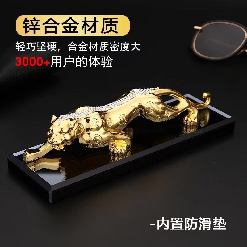 Tượng báo đúc đồng mạ vàng gắn pha lê kiêm nước hoa cao cấp trang trí trên taplo ô tô