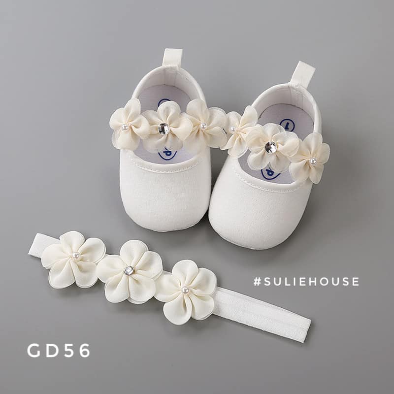 Set giày băng đô hoa cho bé - GD56