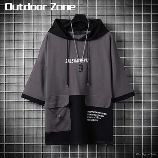 Áo thun unisex hoodie tay ngắn dáng rộng phong cách Hàn Quốc thời trang mùa hè 2022 cho nam và nữ